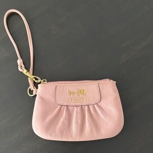 Coach Blush Leather Wristlet with Gold Accents